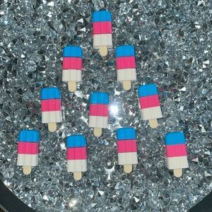 3/$15 New Eccolo set of 10 pink white blue erasers in the shape of popsicles